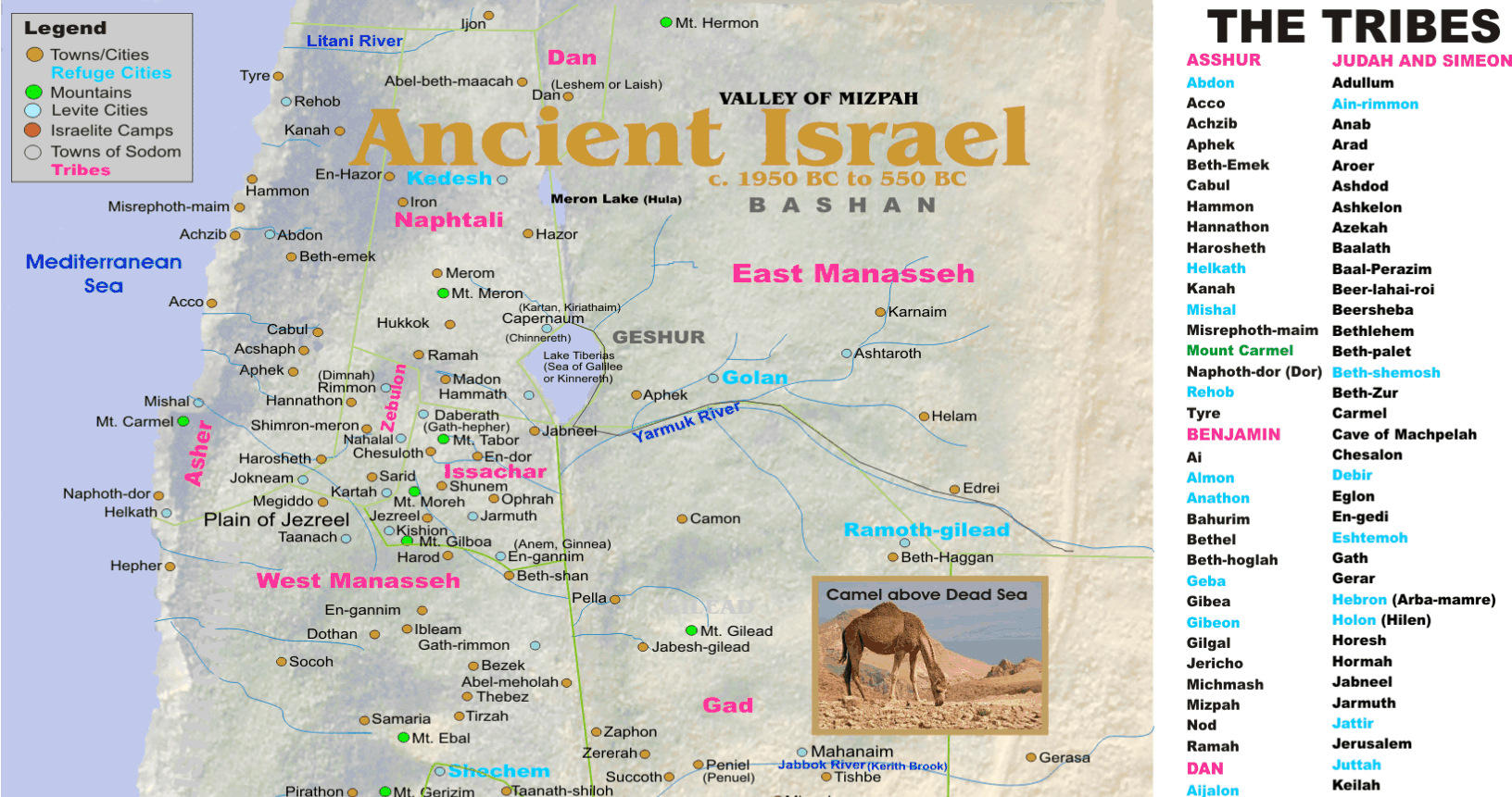 Ancient Israel Cities Light Map
